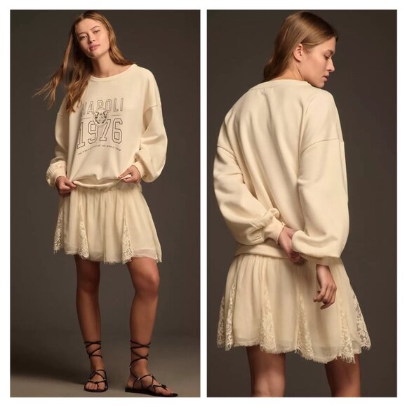 NWT Anthropologie Pilcro Sweatshirt Twofer Mini Dress - Picture 2 of 5